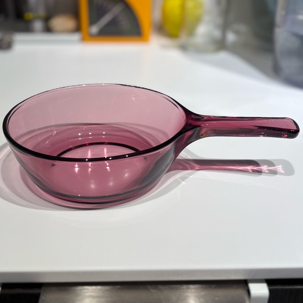 Vintage Cranberry Vision 1pt Open Saucepan